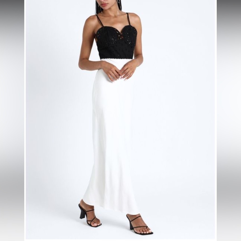 TOPSHOP Women's White and Black Maxi Dress
